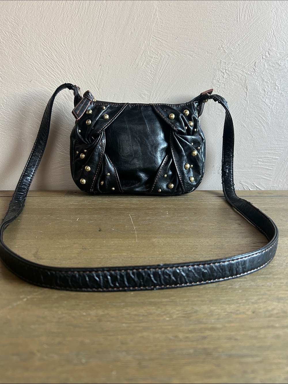 Vintage Steve Madden Black Studded Faux Leather Shoulder/Crossbody Women's  Bag.